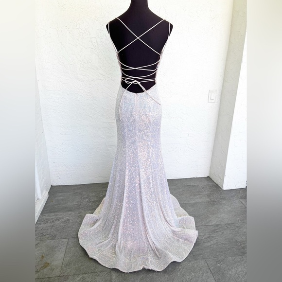 Sherri Hill 80110 Lace Up Back Pink Sequin Formal Evening Prom Gown Womens 6 - Picture 9 of 11